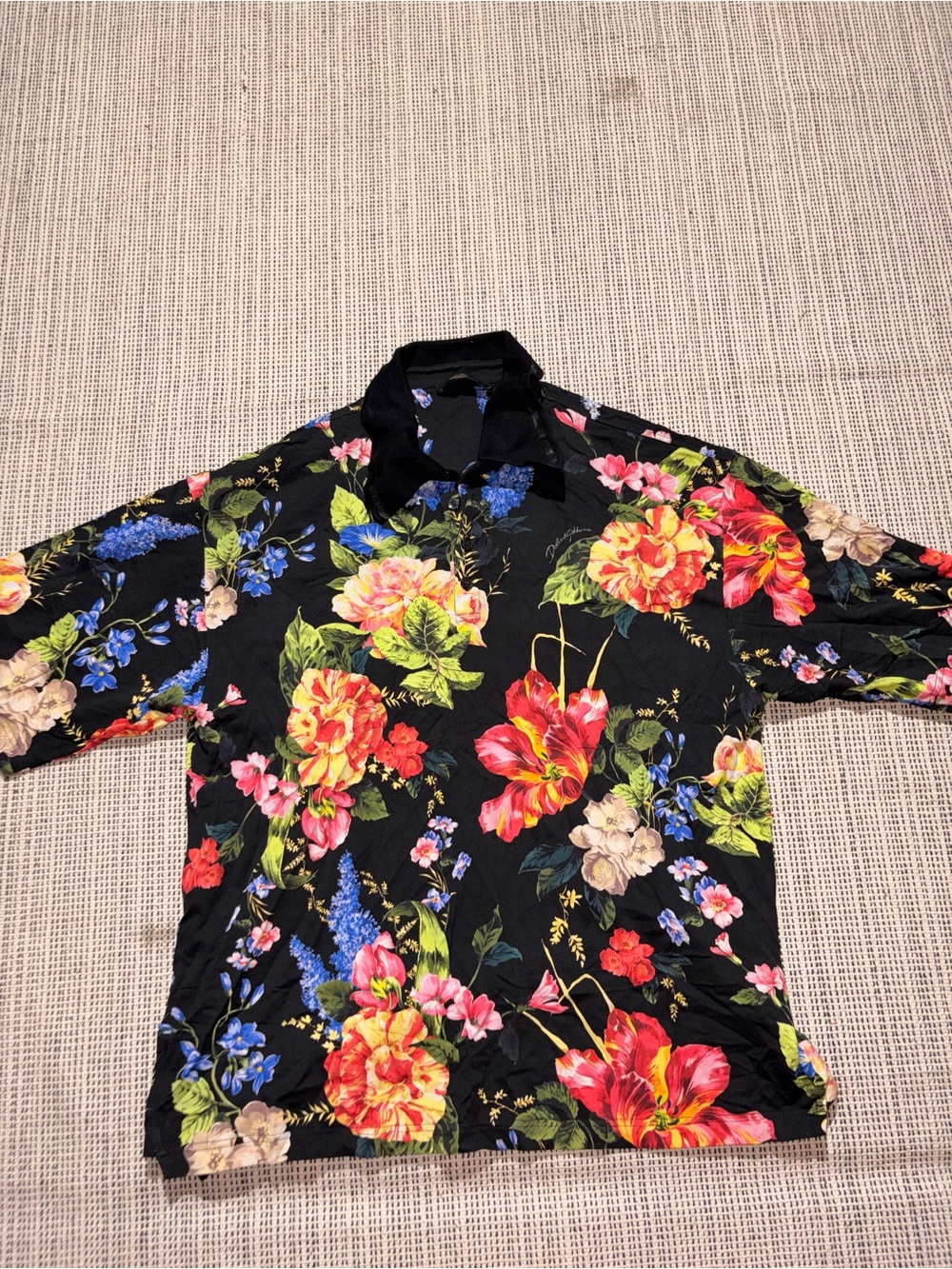 DOLCE & GABBANA Men's Floral Polo Shirt Size M